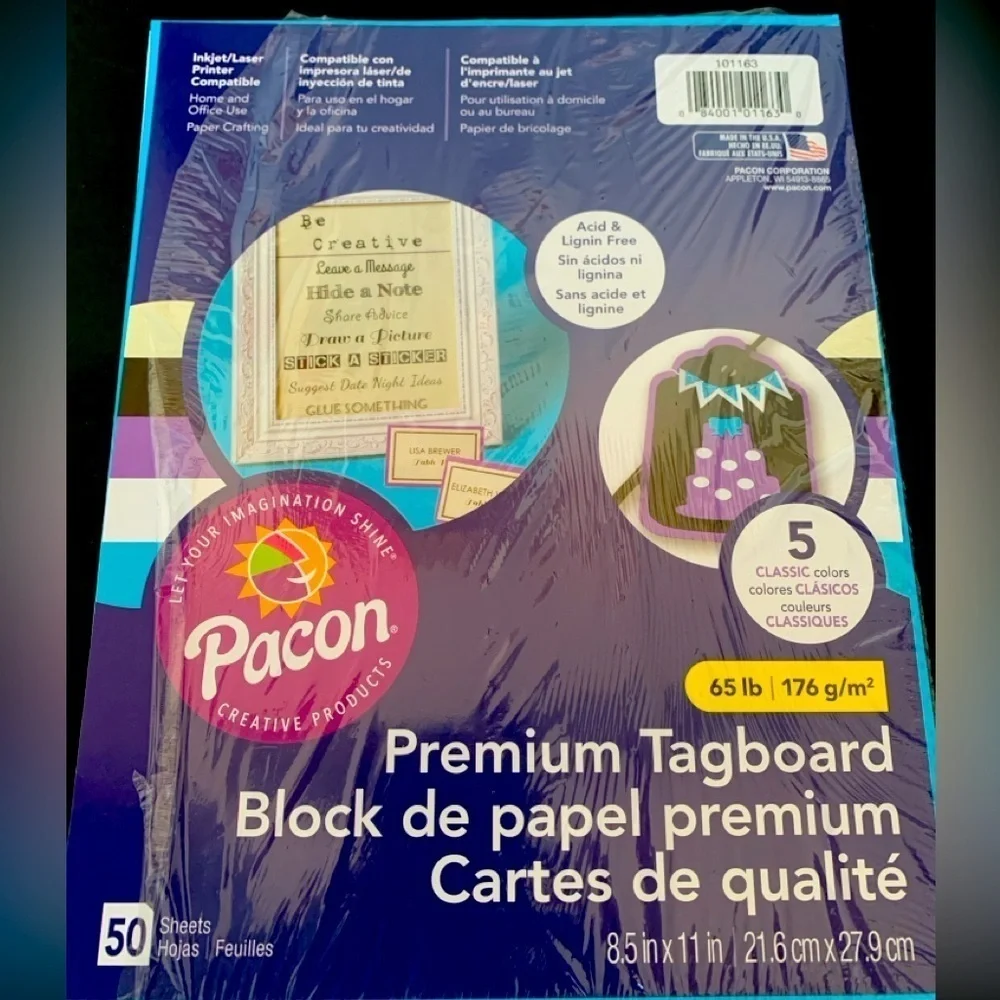 Pacon 5 Color Cardstock Paper, 50 Sheets, 8.5